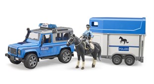 BRUDER Land Rover Polis Aracı / At Nakil Römorku / Memur Ve Atı
