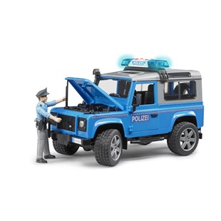 BRUDER Land Rover Polis Aracı Ve Memur  (Mavi-Gri)-BR02597